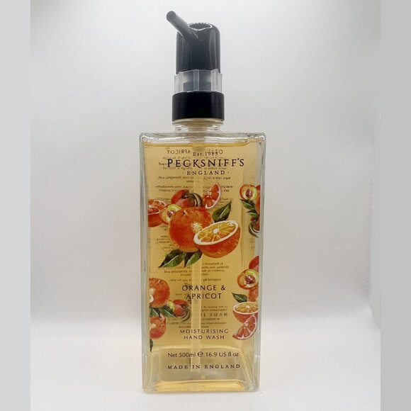 NEW 2x Pecksniffs Orange & Apricot Glass Bottle Moisturizing Hand Wash 16.9 oz - Picture 2 of 3